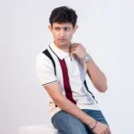 OLD MONEY Striped Polo T-Shirt with Zipper Collar (white) -Slim Fit - Image 2