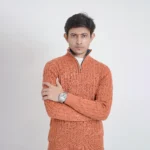 Old money knit cable sweater with zipper (Burnt Orange) - Image 4