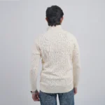 Old money knit cable sweater with zipper (Off-white) - Image 2