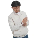 Mens premium 100% nylon bomber jacket with full zipper (White) - Image 4