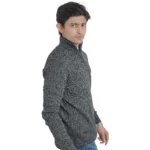 Old money knit cable sweater with zipper (Dark Gray) - Image 3