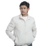 Mens premium 100% nylon bomber jacket with full zipper (White)