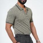Stone Olive Old Money Knit Polo - Image 3