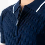 Premium Viscose Blend Zipper & Collar Polo Shirt – Soft (Navy Blue), Breathable & All-Season Comfort - Image 3