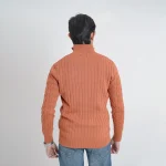 Old money knit cable sweater with zipper (Burnt Orange) - Image 2
