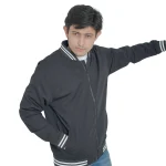 Mens premium 100% nylon bomber jacket with full zipper (Black) - Image 5