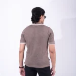 Premium Viscose Blend Zipper & Collar Polo Shirt – Soft,(Ash Brown) Breathable & All-Season Comfort - Image 2