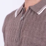 Premium Viscose Blend Zipper & Collar Polo Shirt – Soft (Ash Brown), Breathable & All-Season Comfort - Image 3