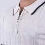Premium Viscose Blend Zipper & Collar Polo Shirt – Soft (Off White), Breathable & All-Season Comfort - Image 4