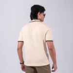 Premium Viscose Blend Zipper & Collar Polo Shirt – Soft (Cream Beige), Breathable & All-Season Comfort - Image 2