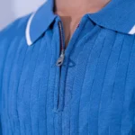 Premium Viscose Blend Zipper & Collar Polo Shirt – Soft (Steel Blue), Breathable & All-Season Comfort - Image 4