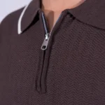 Premium Viscose Blend Zipper & collar Polo Shirt – Soft (Dark Coffee), Breathable & All-Season Comfort - Image 3