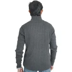Old money knit cable sweater with zipper (Dark Gray) - Image 2