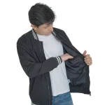 Mens premium 100% nylon bomber jacket with full zipper (Black) - Image 3